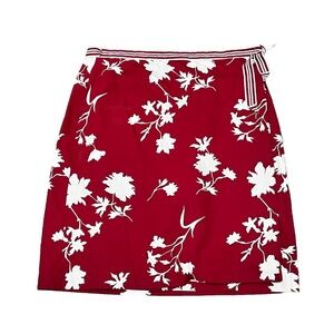 VTG Y2K White Stag 12 Wrap Skirt Hawaiian Floral Cotton Midi Retro Preppy Casual